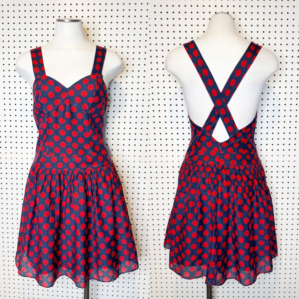 Fiorucci Red and Blue Polka Dot Mini Dress